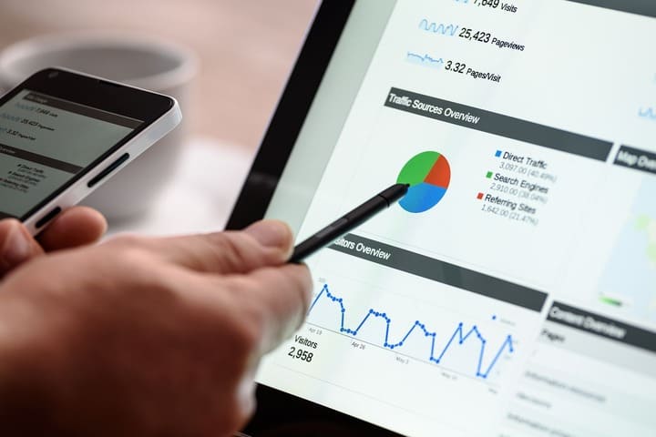 Um gráfico de estatísticas de marketing digital com bom desempenho